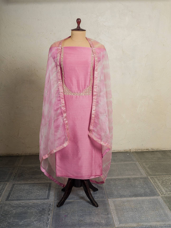 Chanderi Suit Piece With Zardosi Work in