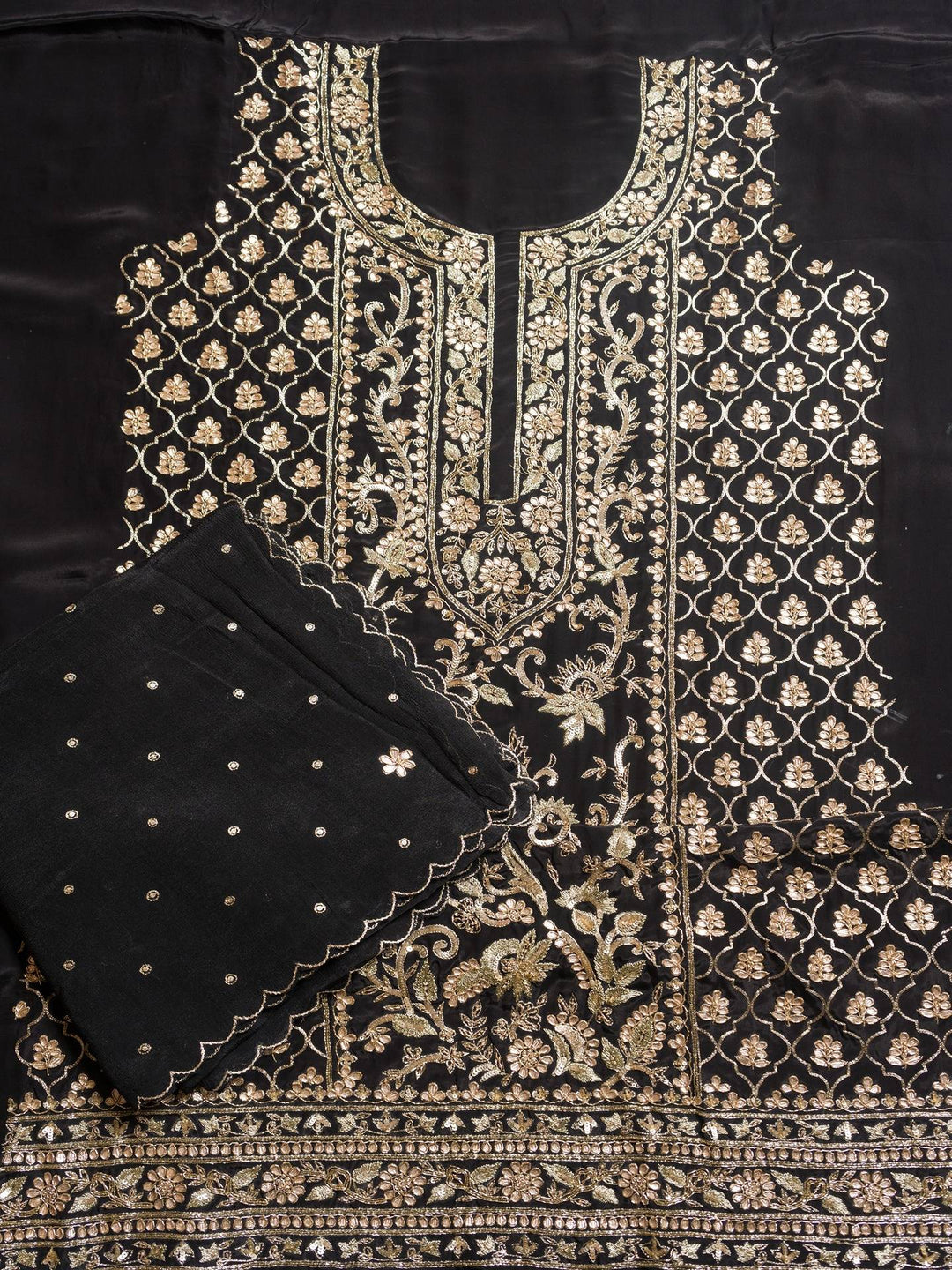 Crepe Suit Piece With Zardosi Work in