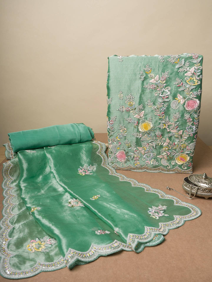 Pure Handwork Tissue Green Suit Piece