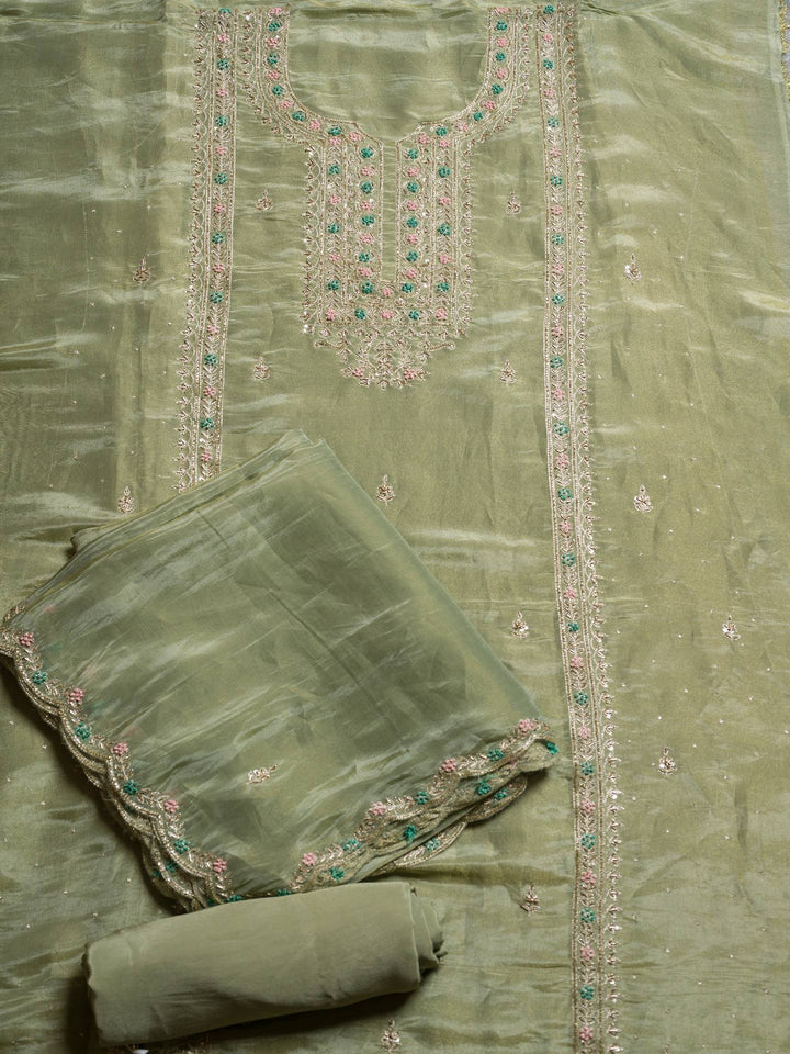 Silk Tissue Suit Piece with Zardozi work in