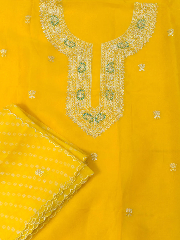 Printed Organza Suit Piece With Zardosi Handwork in