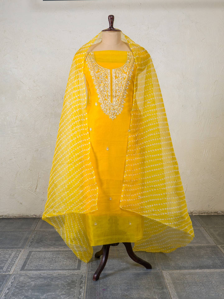 Printed Organza Suit Piece With Zardosi Handwork in