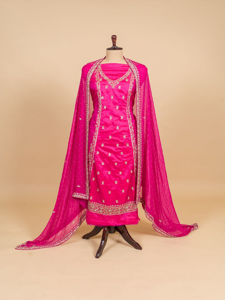 Silk Suit Piece in Rani