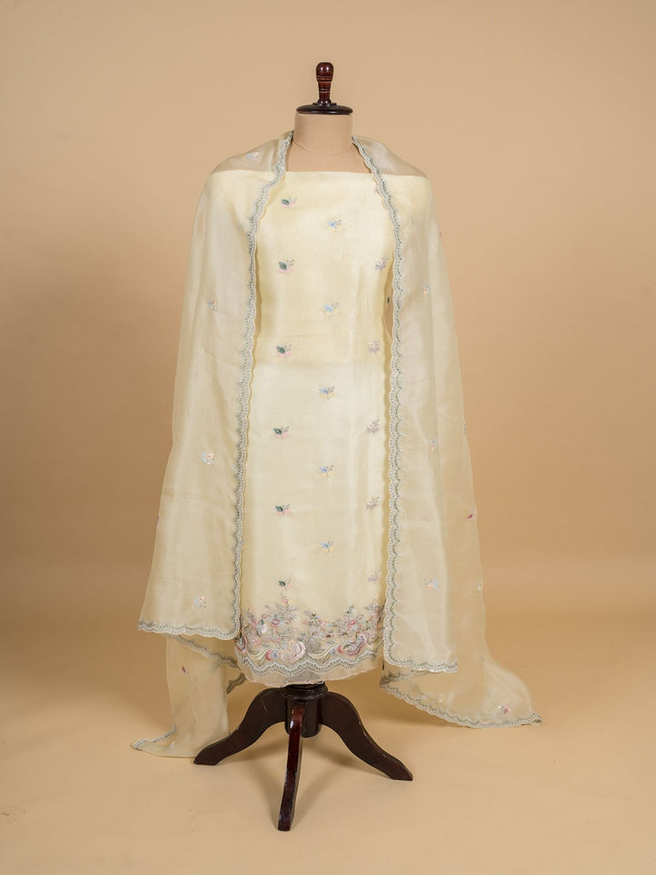 Organza Suit Piece With Zardosi in Off-White