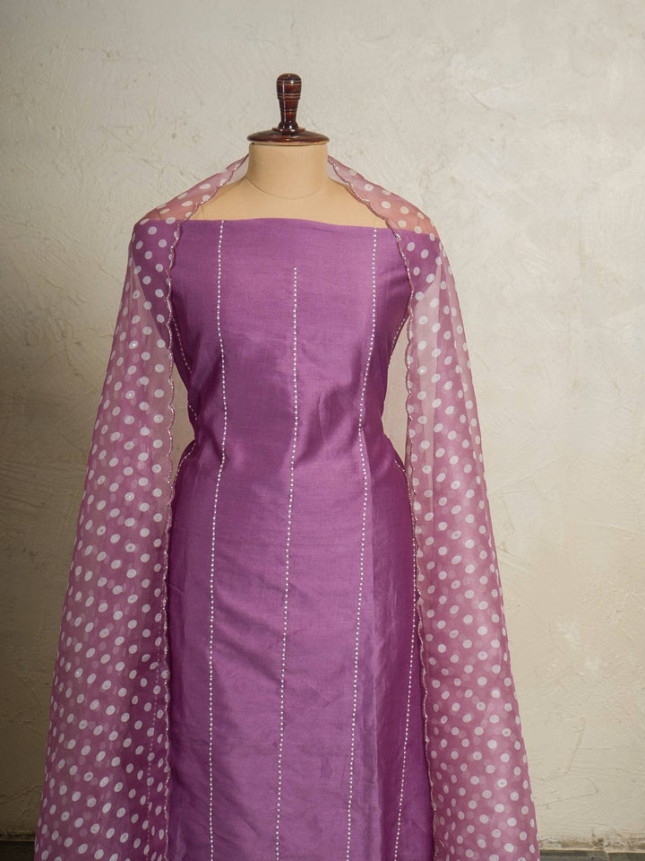 Chanderi Suit Piece With Pearl Work in