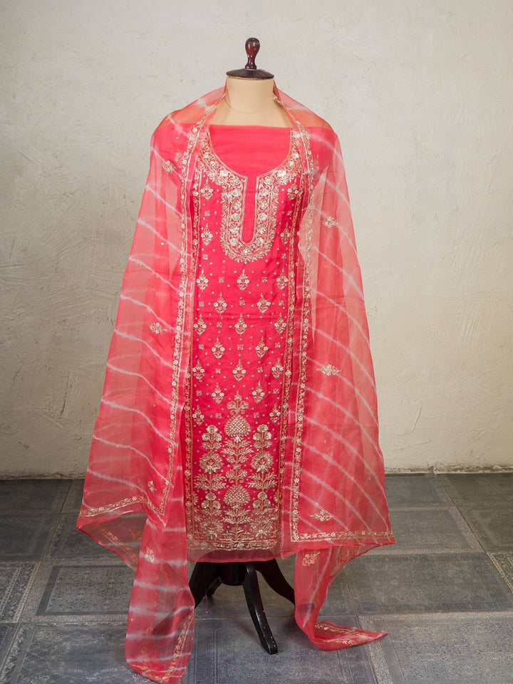 Printed Organza Suit Piece With Zardosi Handwork in