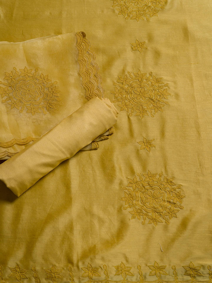 Chanderi Suit Piece With Aplic Work in