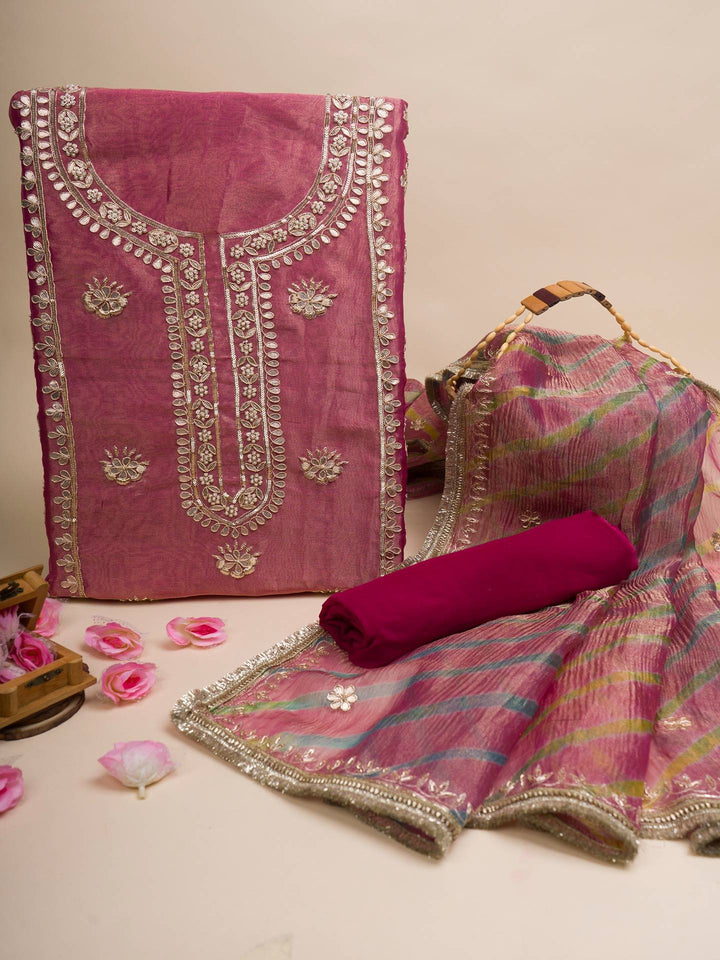 Pure Handwork Tissue Dusky Pink Suit Piece