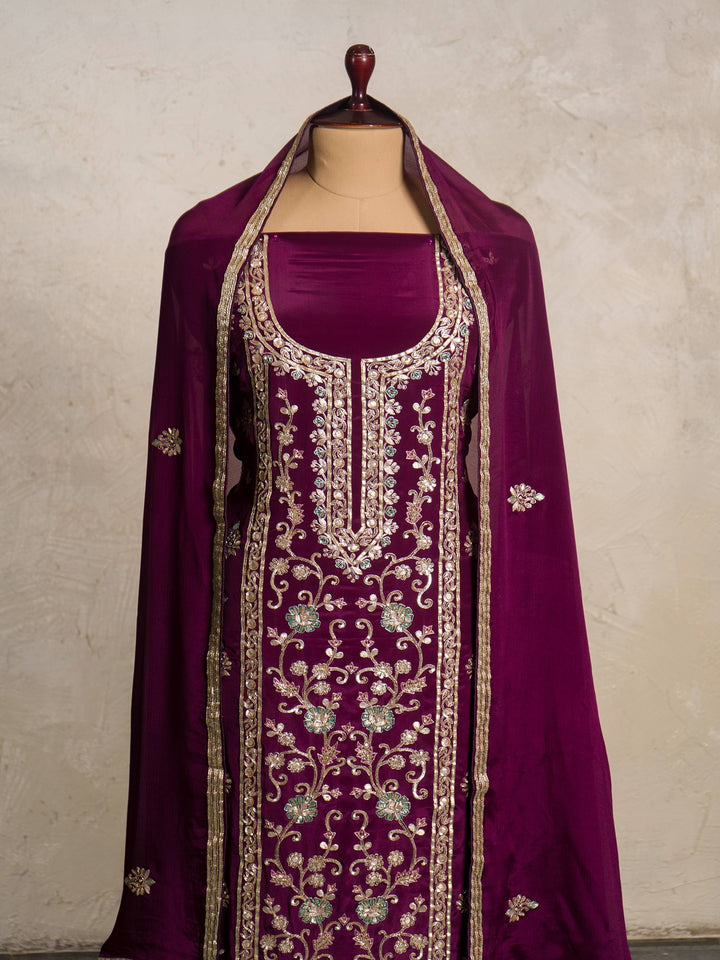 Crepe Suit Piece With Zardosi Work in