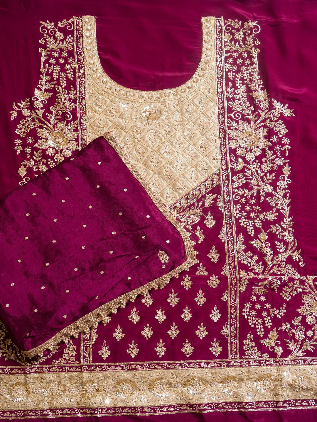 Crepe Suit Piece With Zardosi Work in