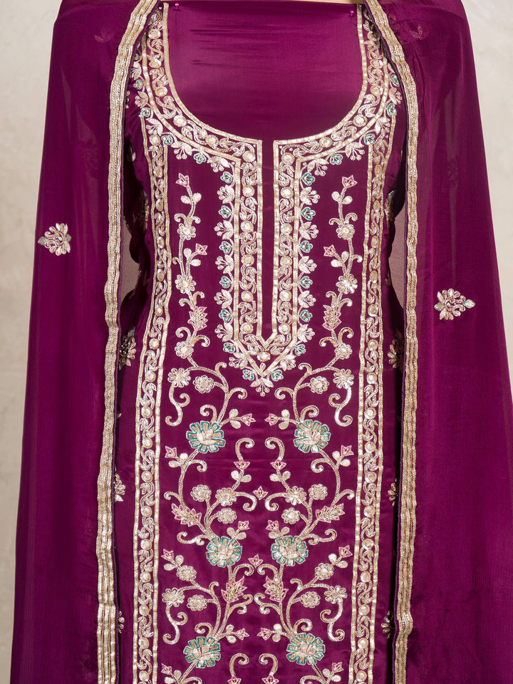 Crepe Suit Piece With Zardosi Work in