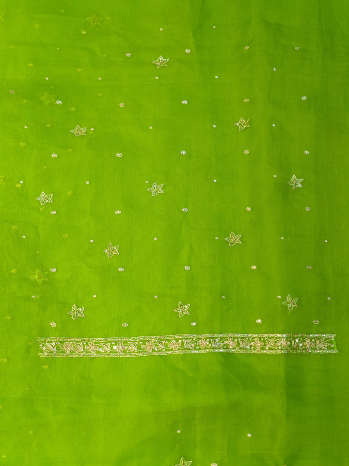 Printed Organza Suit Piece With Zardosi Handwork in