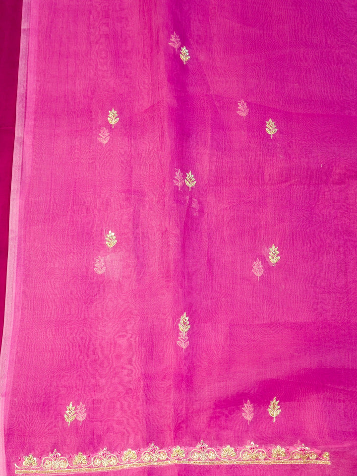 Printed Organza Suit Piece With Zardosi Handwork in