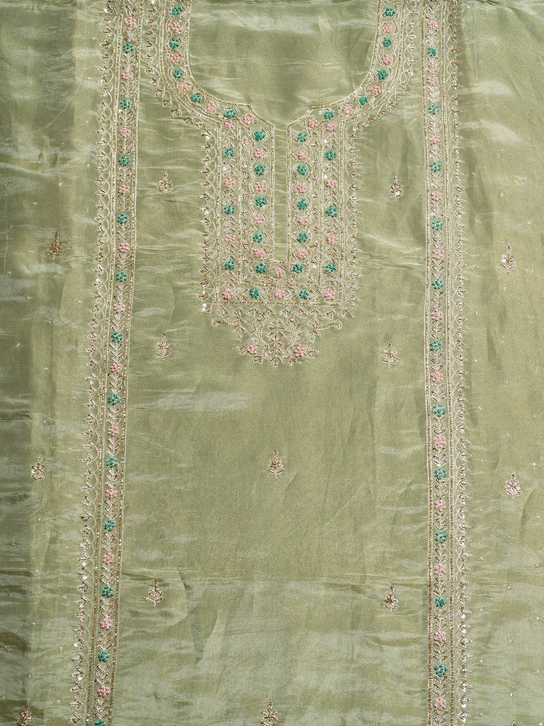 Silk Tissue Suit Piece with Zardozi work in