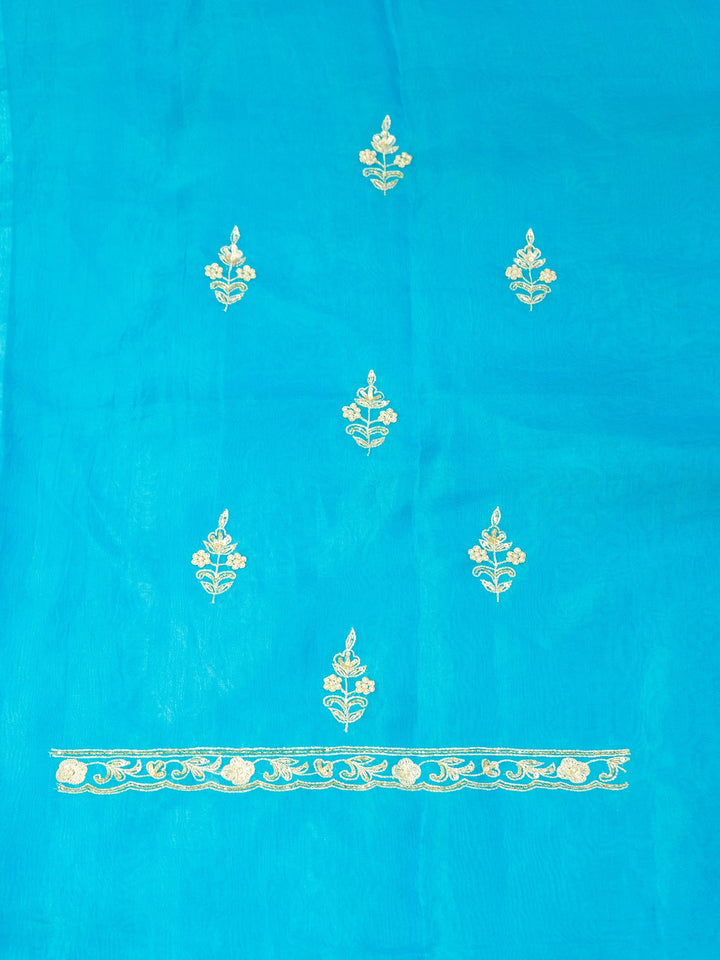 Printed Organza Suit Piece With Zardosi Handwork in