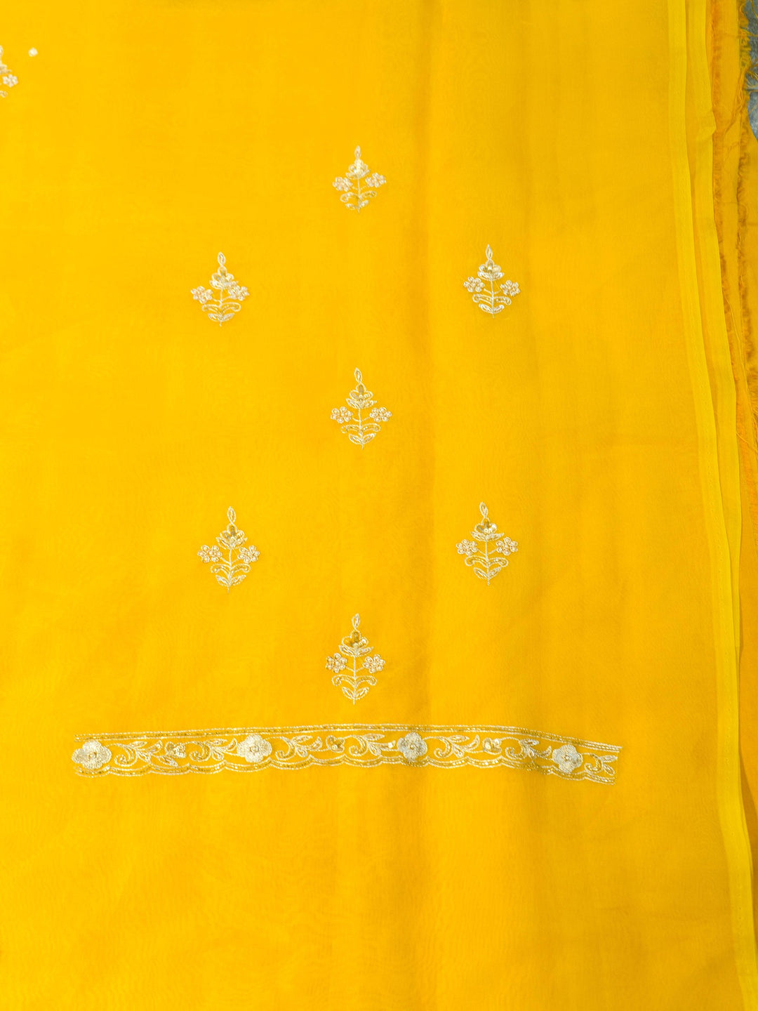 Printed Organza Suit Piece With Zardosi Handwork in