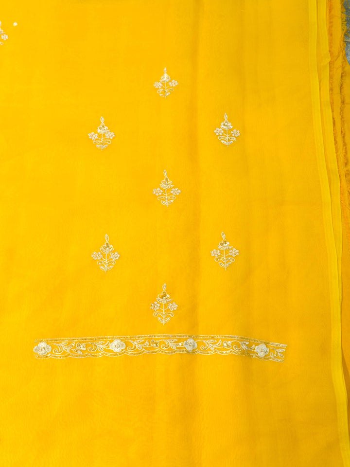 Printed Organza Suit Piece With Zardosi Handwork in