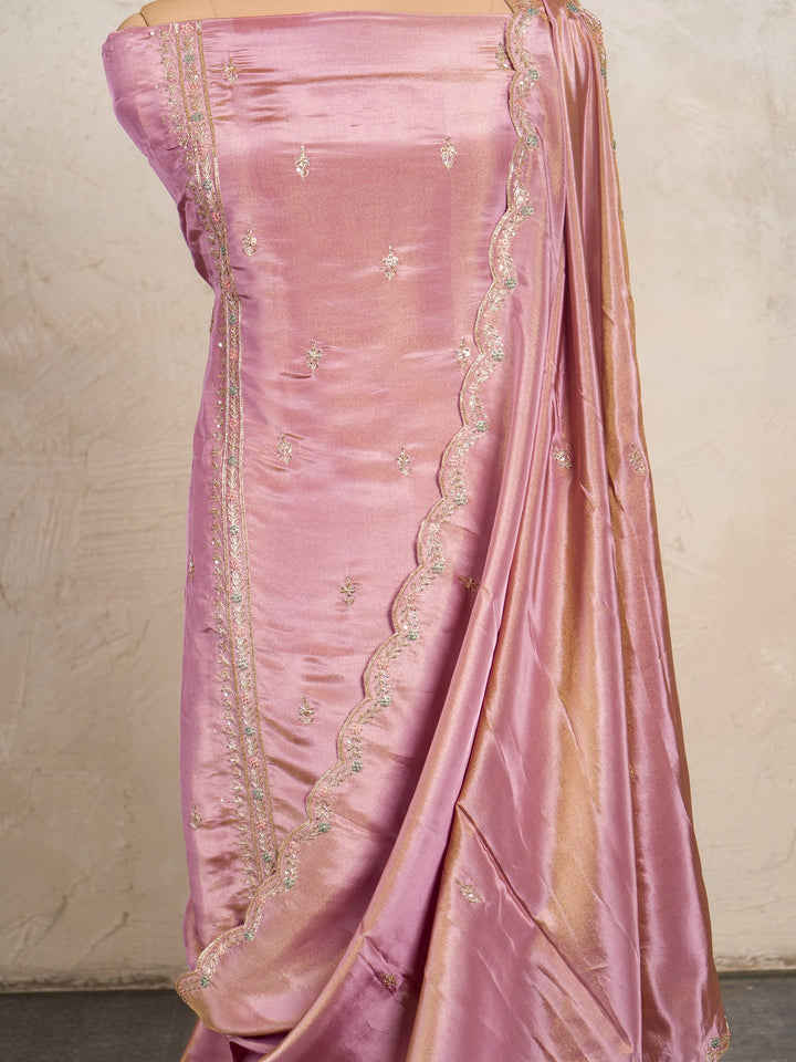 Silk Tissue Suit Piece with Zardozi work in