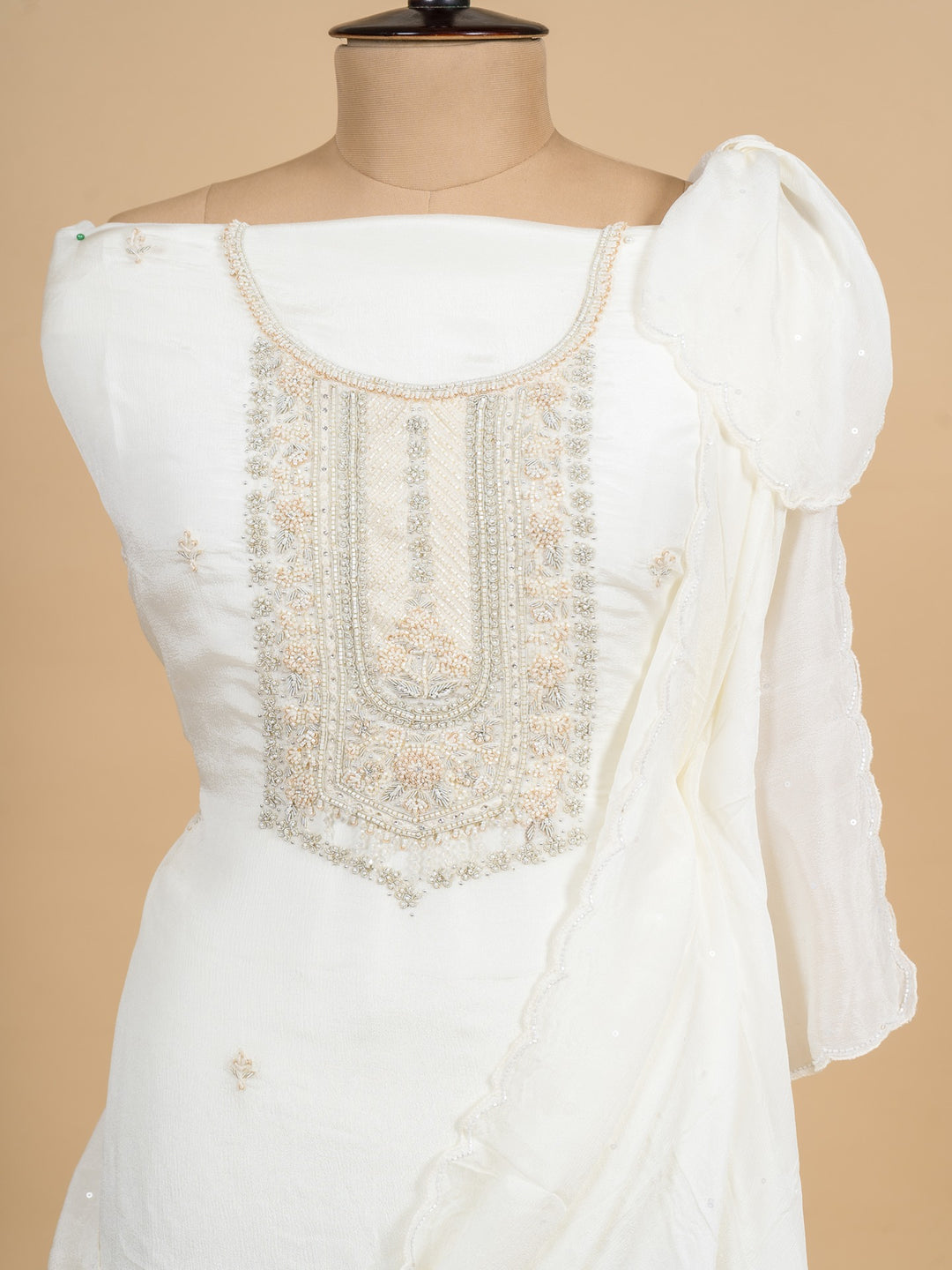 Georgette Suit Piece with Zardozi work in White