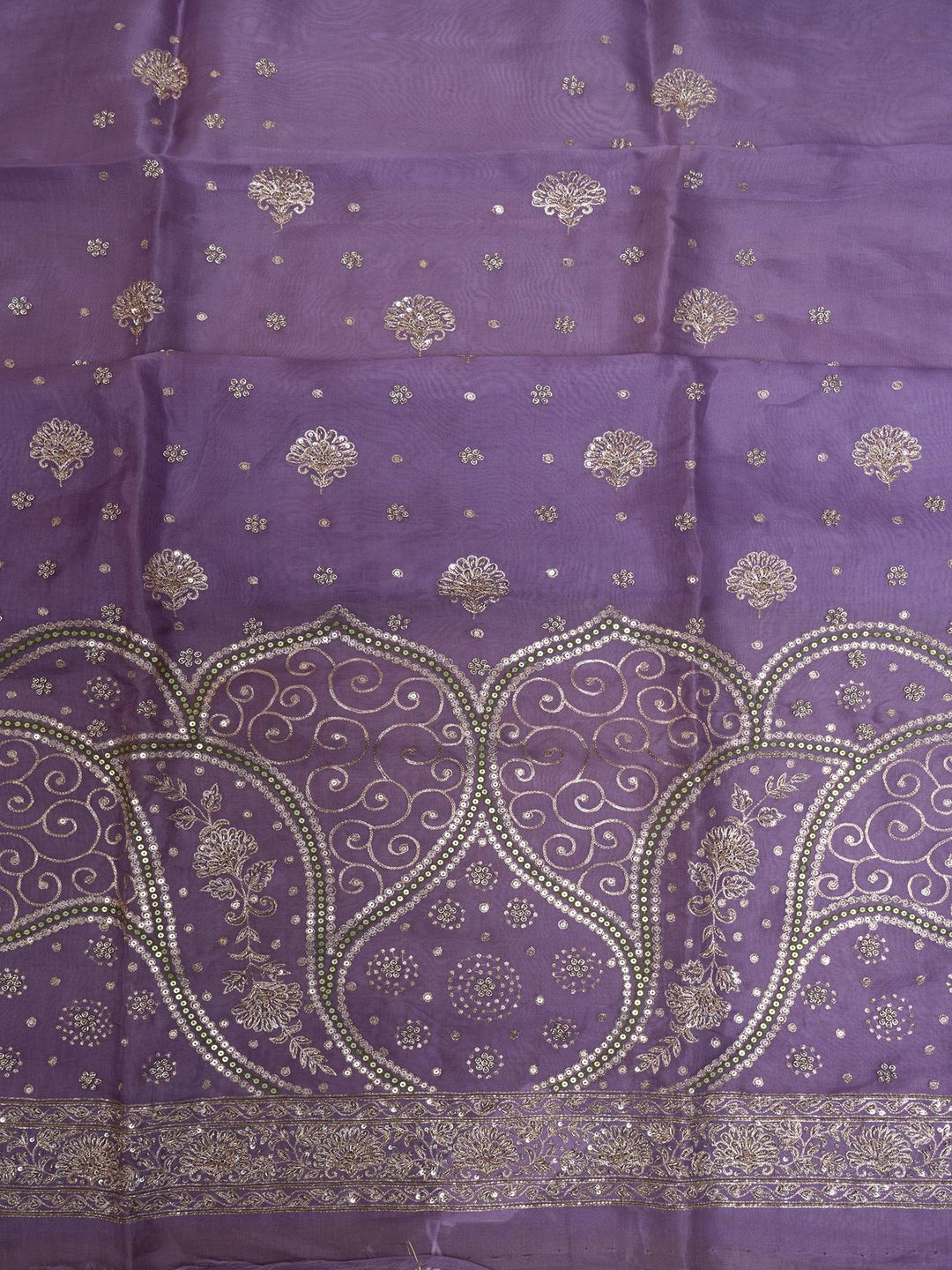 Organza Suit Piece With Zardosi Work in Purple