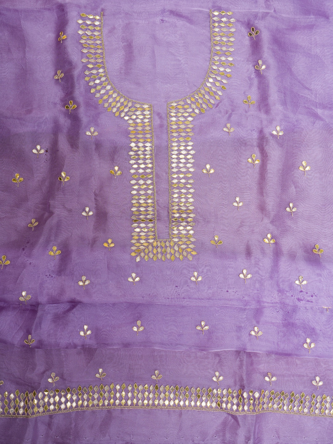 Organza Suit Piece With Zardosi Work in Lavender