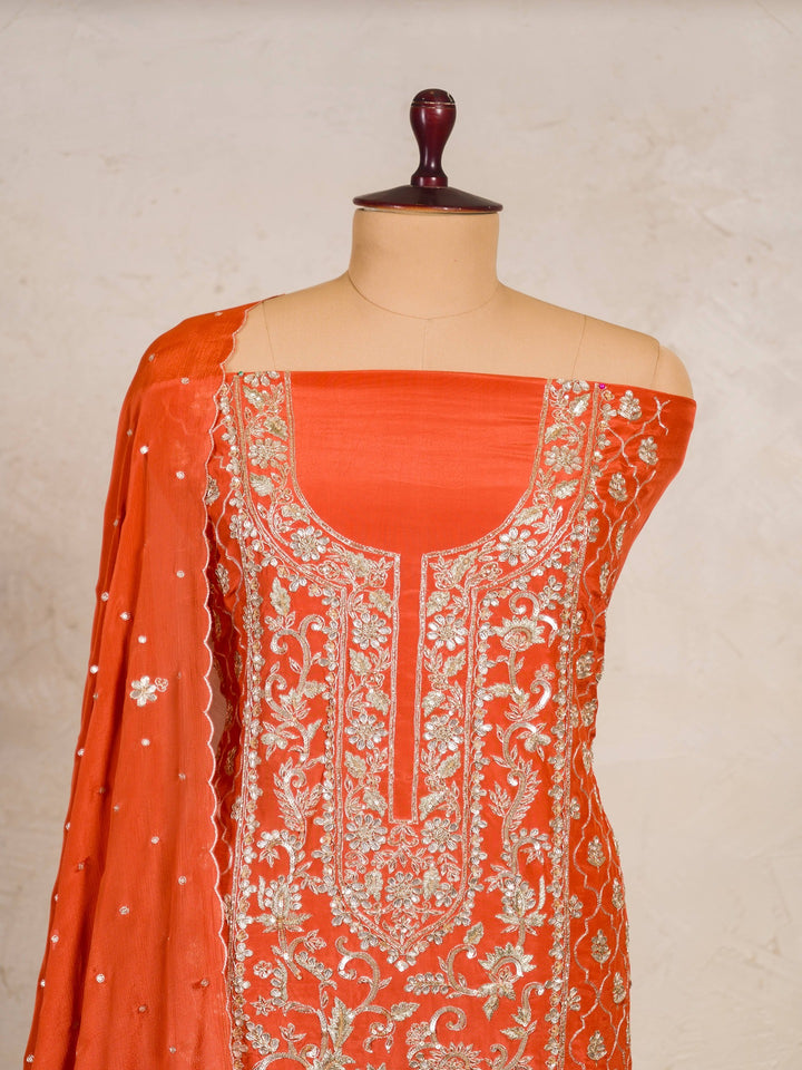 Crepe Suit Piece With Zardosi Work in