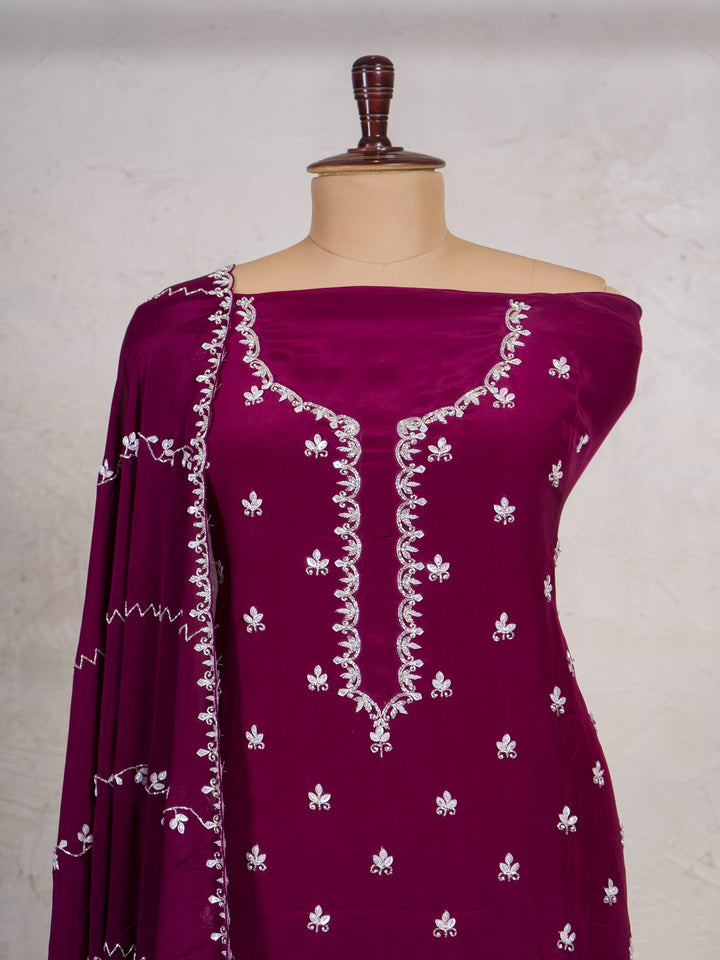 Crepe Suit Piece With Zardosi Work in