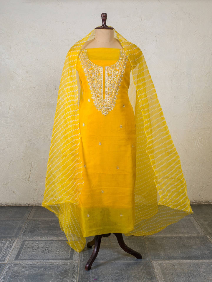 Printed Organza Suit Piece With Zardosi Handwork in