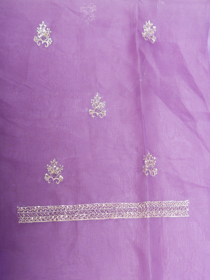 Printed Organza Suit Piece With Zardosi Handwork in Lavender