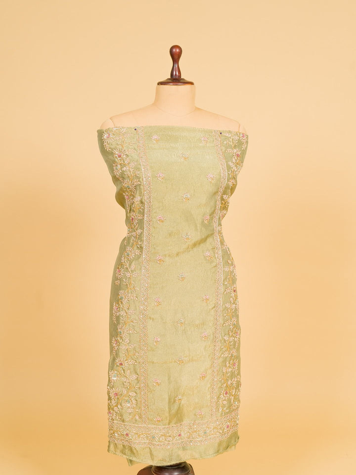 Tissue Suit Piece with Zardozi work in Light Green