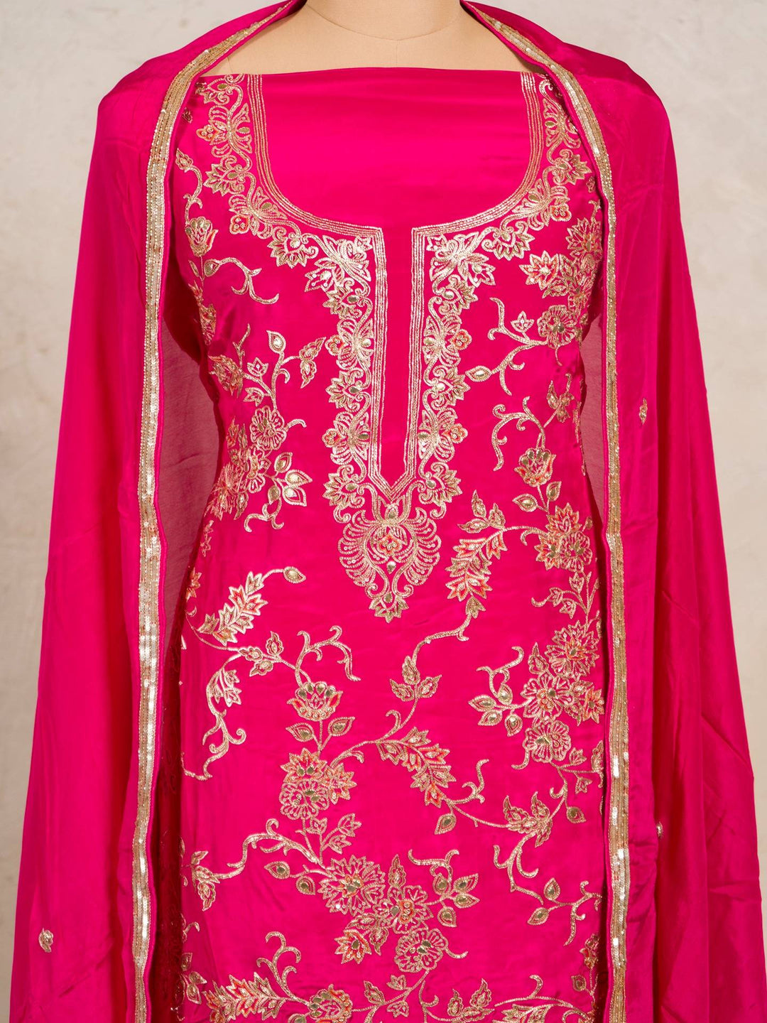 Crepe Suit Piece With Zardosi Work in