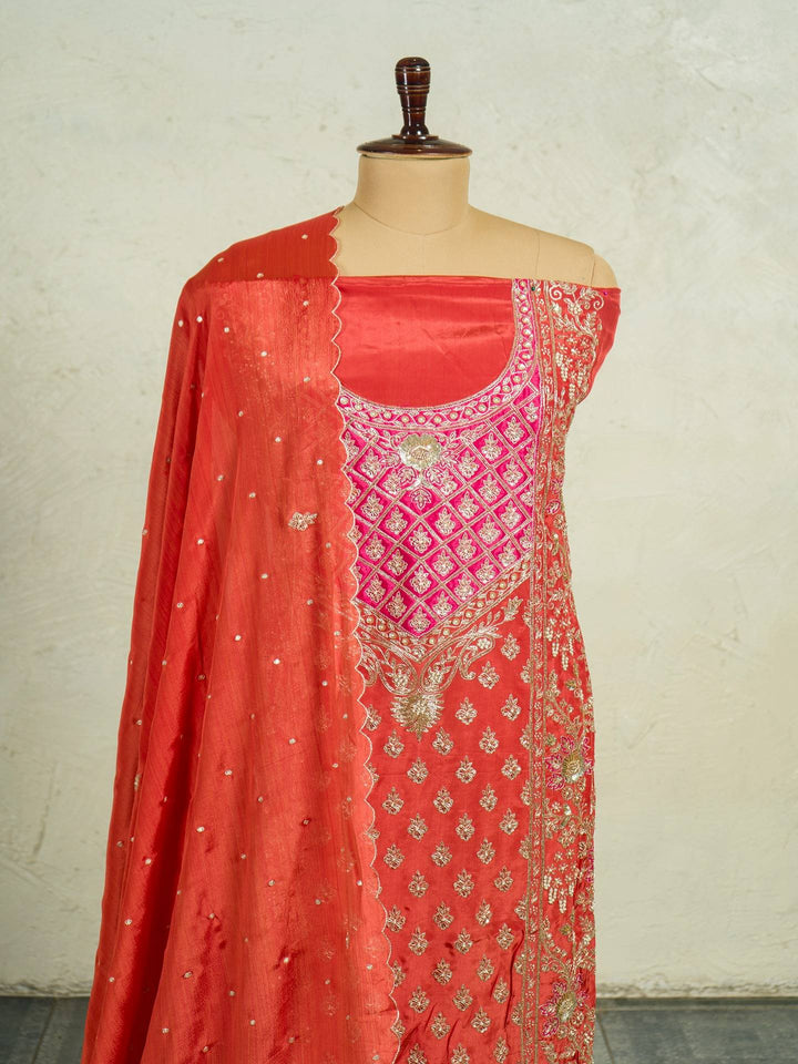 Crepe Suit Piece With Zardosi Work in