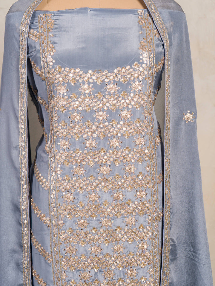 Crepe Suit Piece With Zardosi Work in