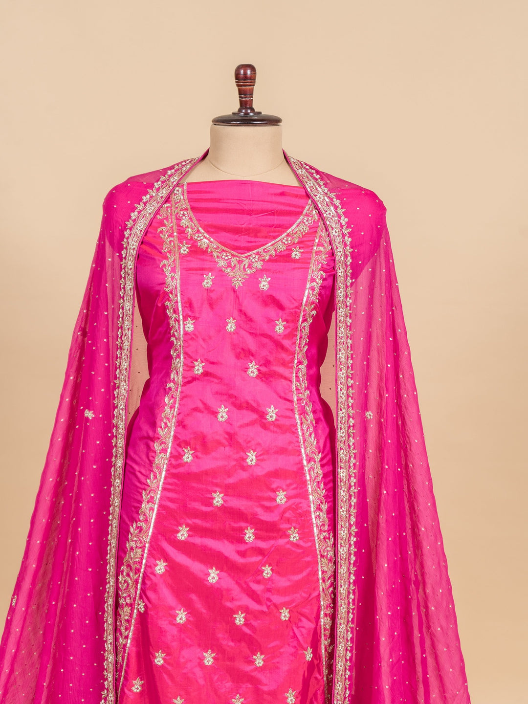 Silk Suit Piece in Rani