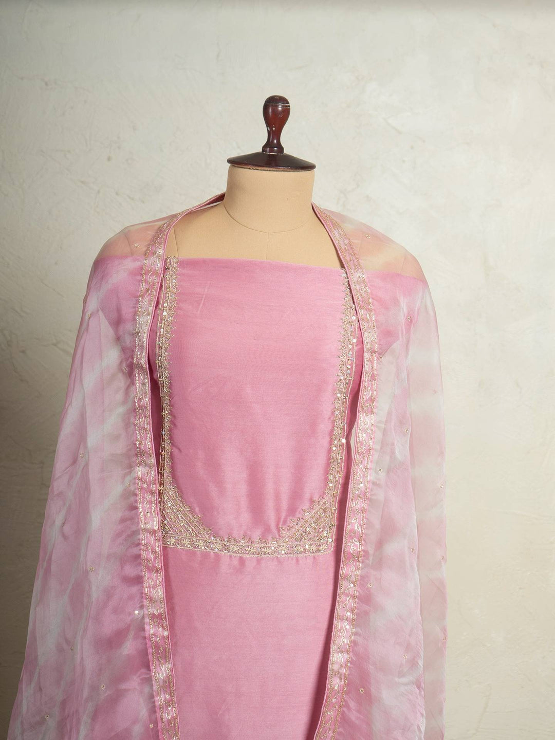 Chanderi Suit Piece With Zardosi Work in