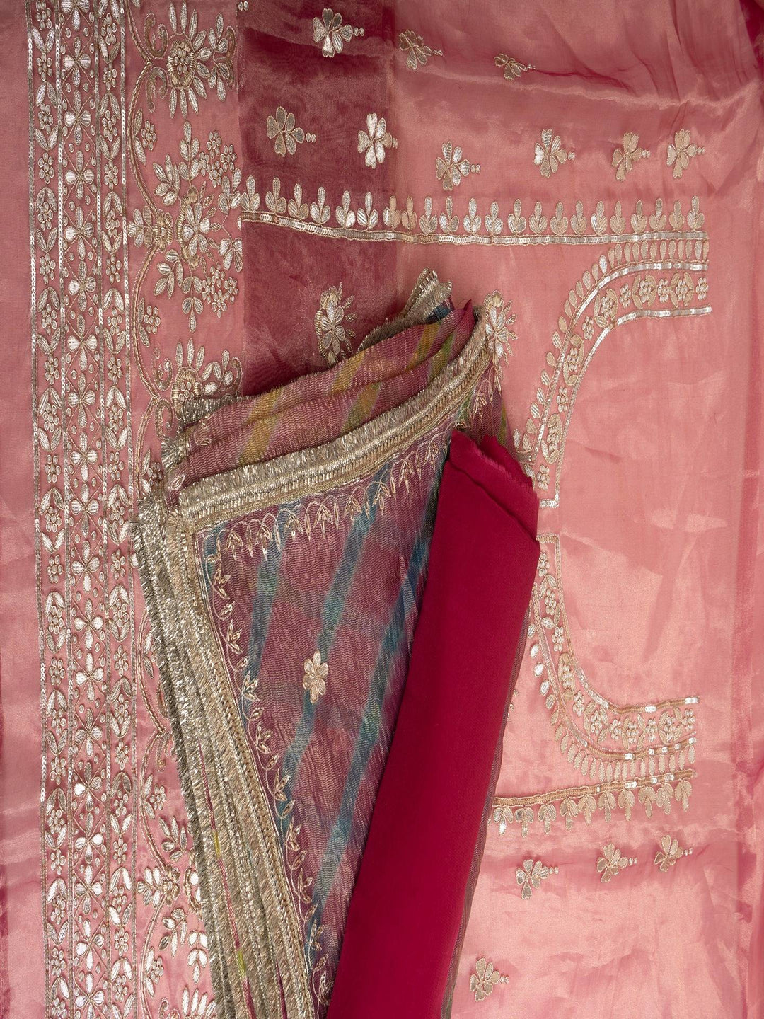 Pure Handwork Tissue Dusky Pink Suit Piece