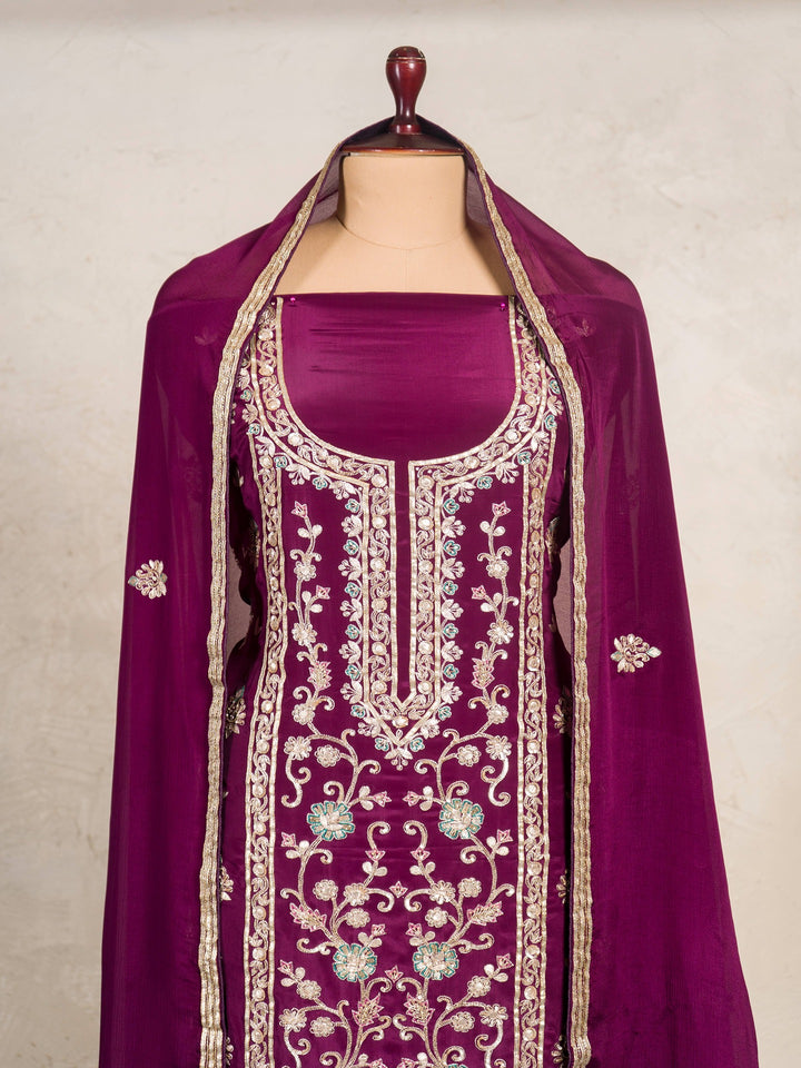 Crepe Suit Piece With Zardosi Work in