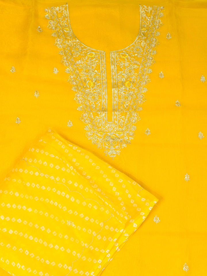 Printed Organza Suit Piece With Zardosi Handwork in