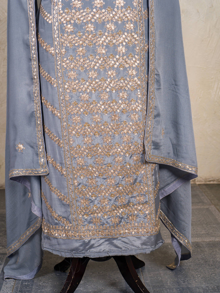 Crepe Suit Piece With Zardosi Work in