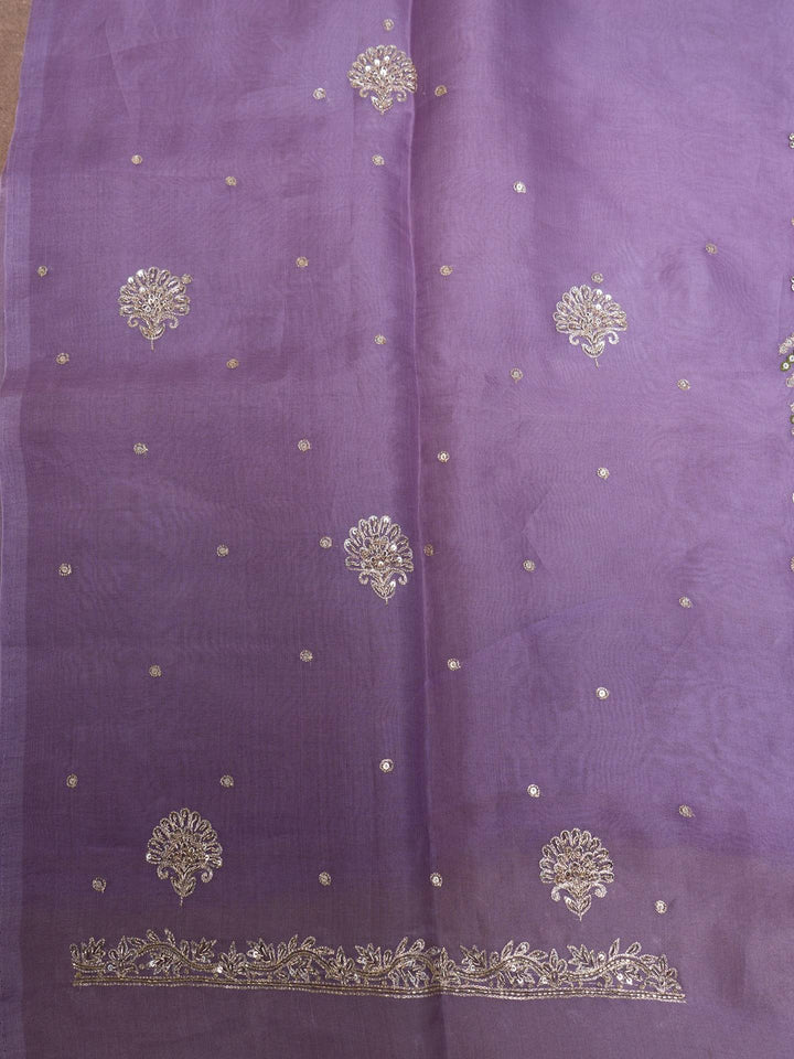 Organza Suit Piece With Zardosi Work in Purple