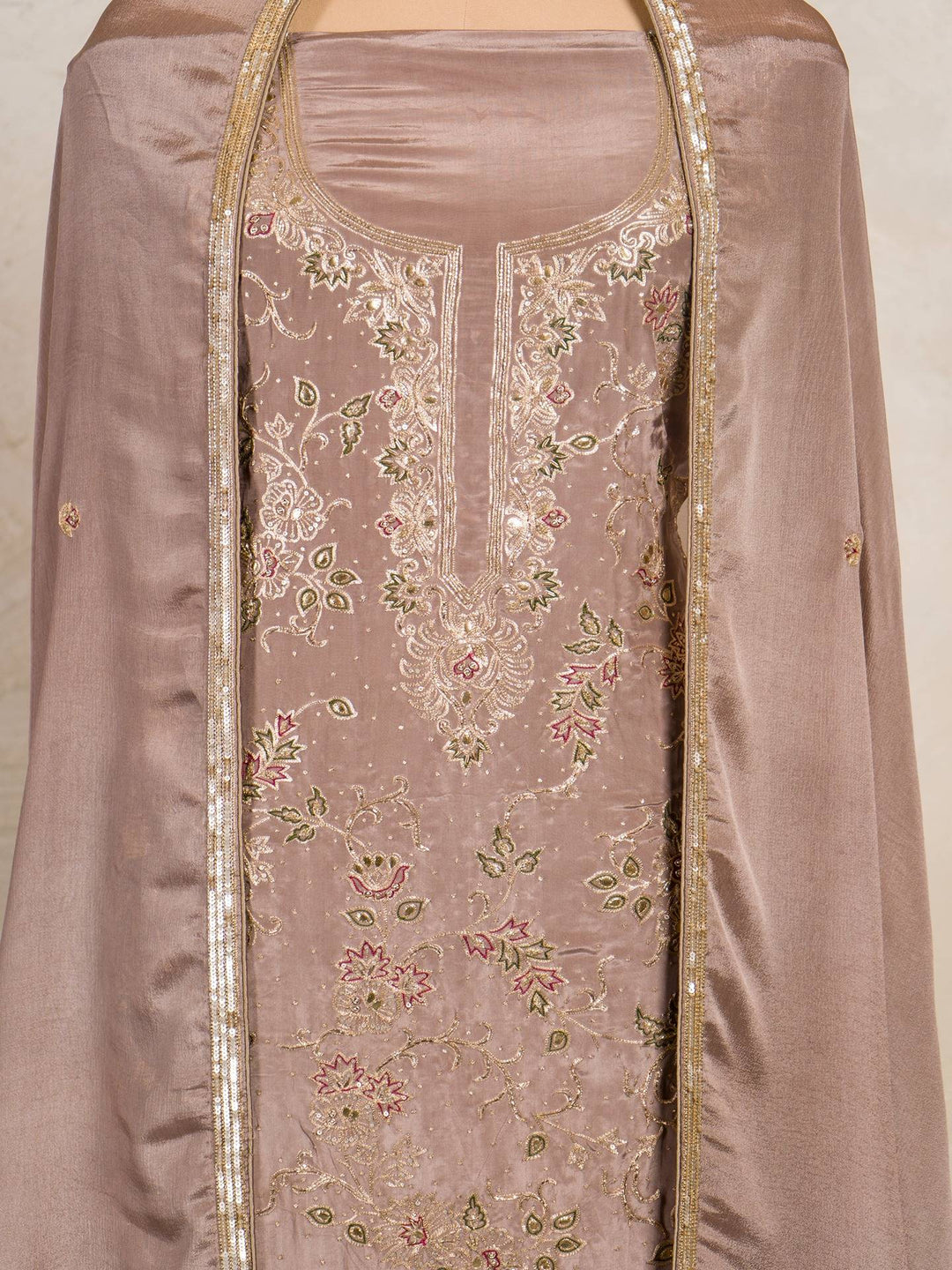 Crepe Suit Piece With Zardosi Work in