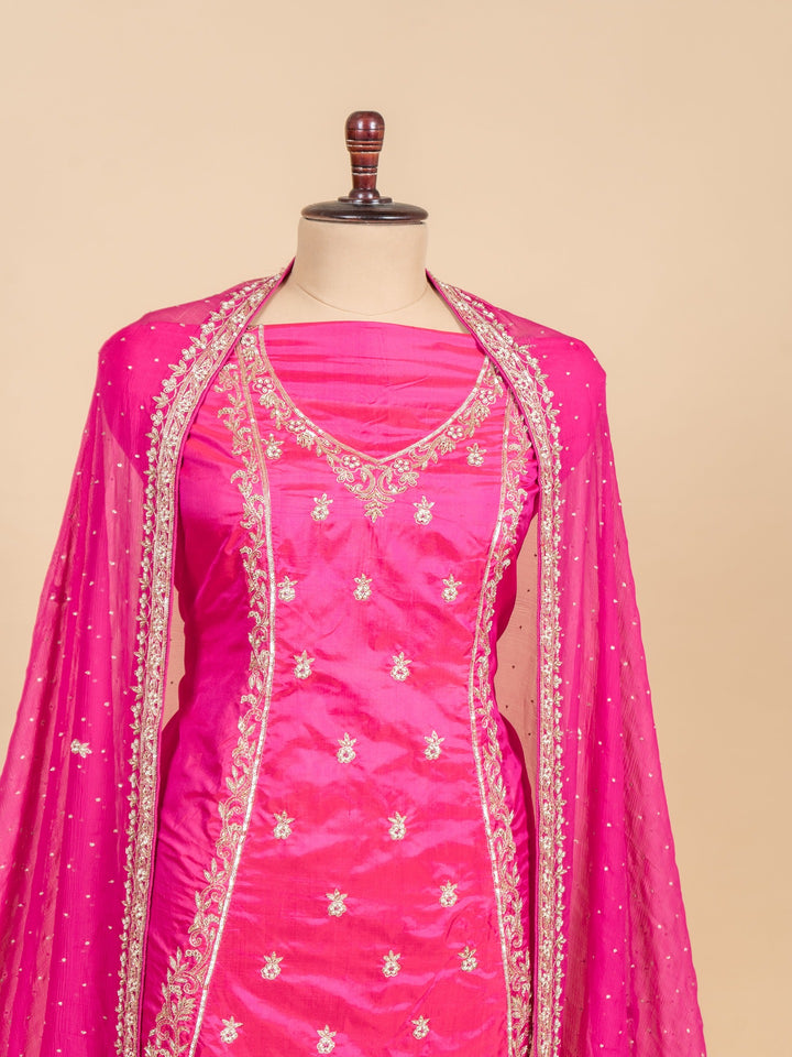 Silk Suit Piece in Rani