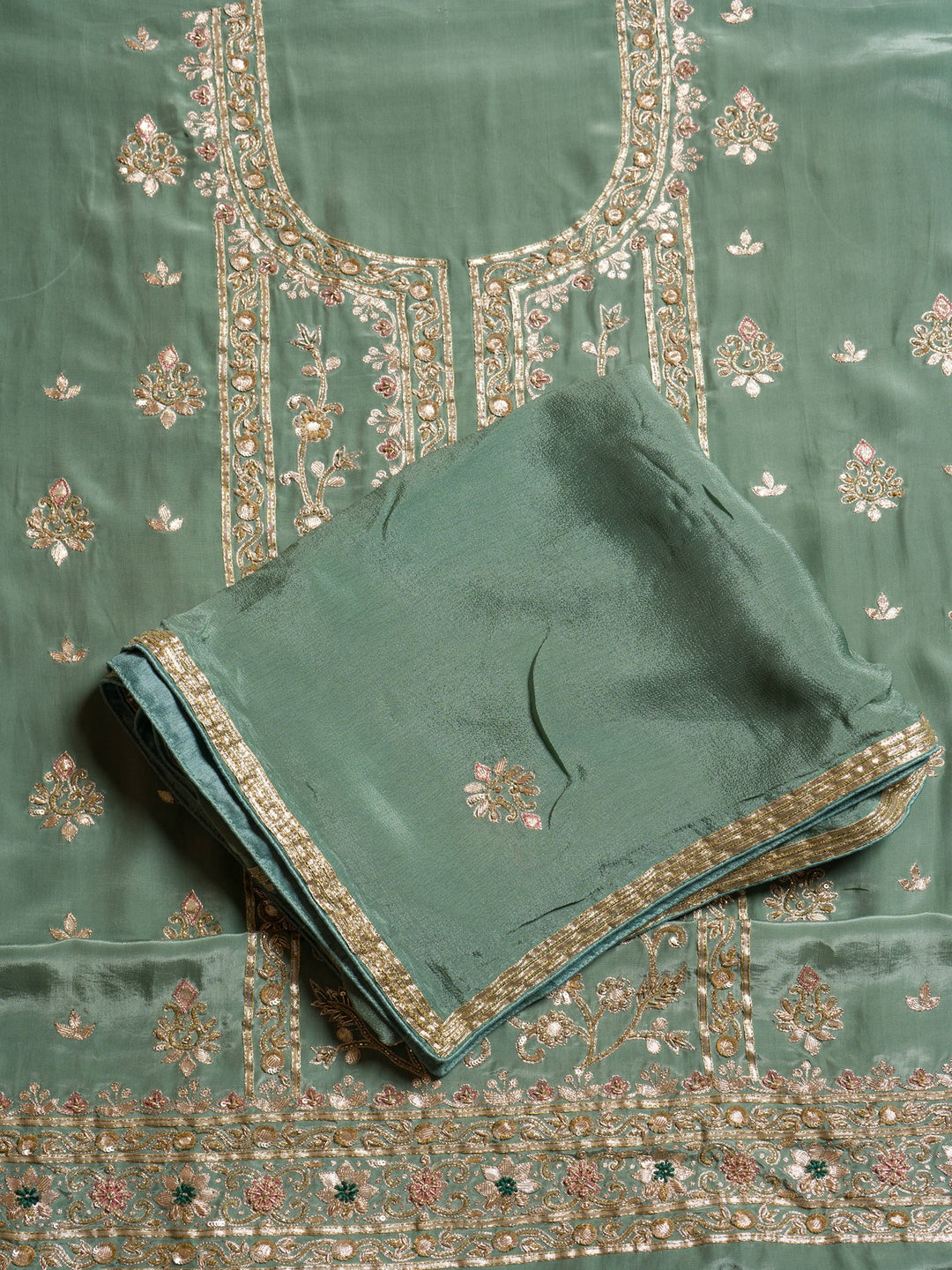 Crepe Suit Piece With Zardosi Work in