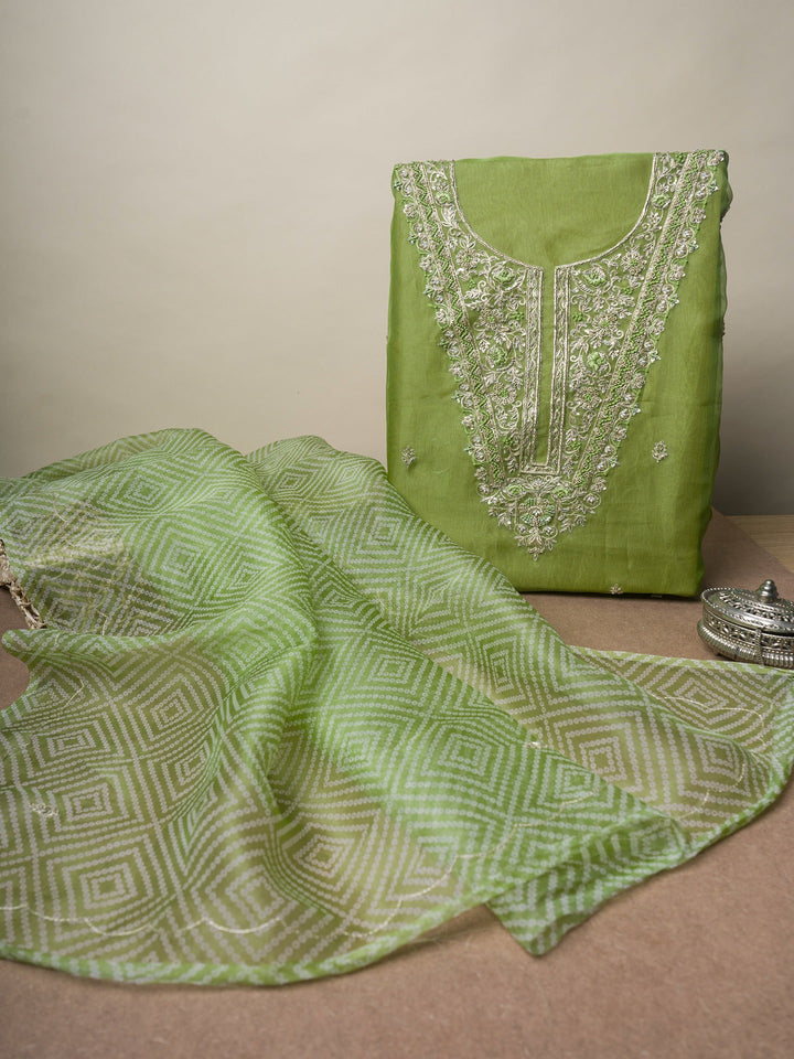 Printed Organza Suit Piece With Zardosi Handwork in