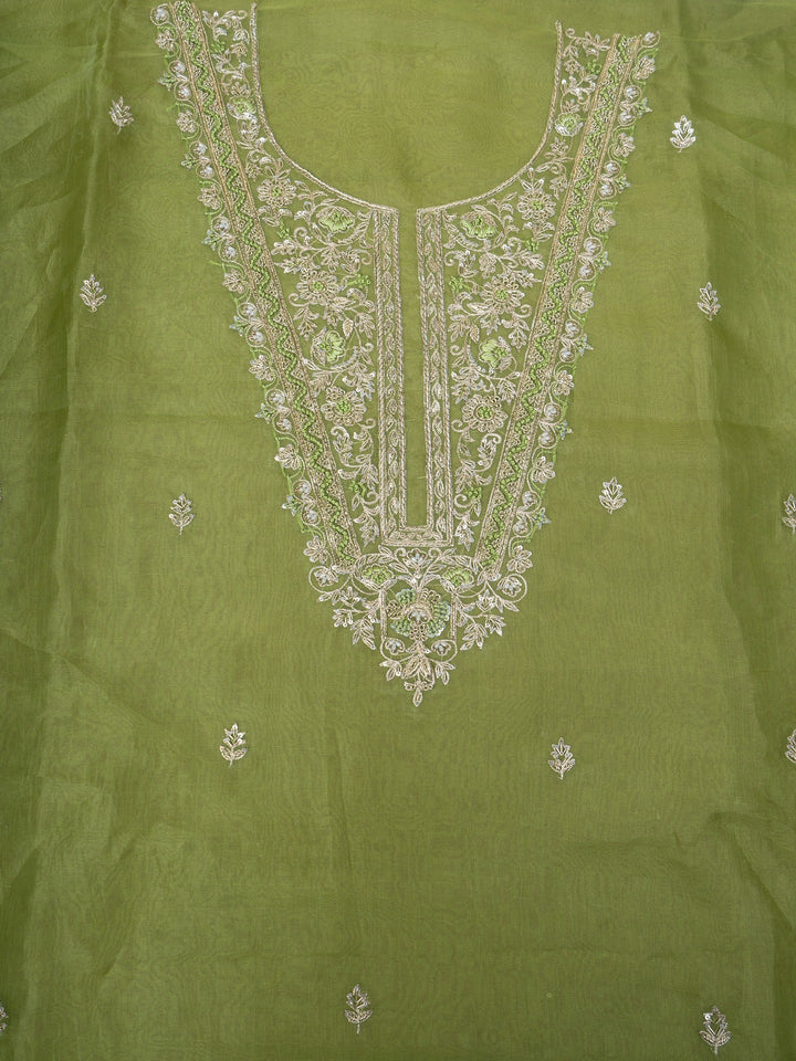 Printed Organza Suit Piece With Zardosi Handwork in