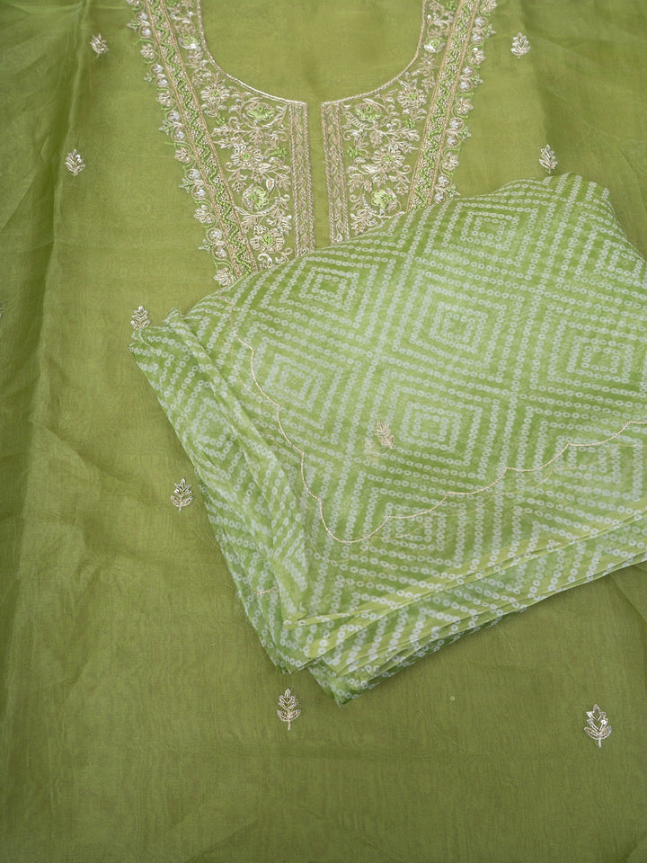 Printed Organza Suit Piece With Zardosi Handwork in