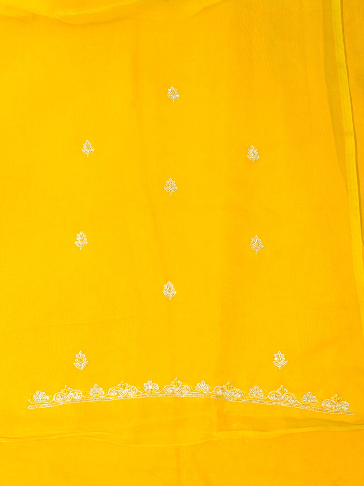 Printed Organza Suit Piece With Zardosi Handwork in