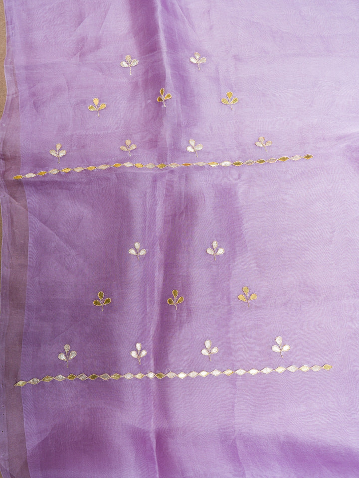 Organza Suit Piece With Zardosi Work in Lavender