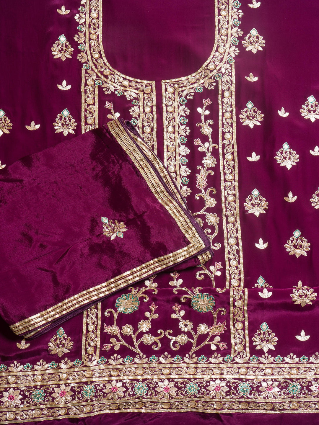 Crepe Suit Piece With Zardosi Work in