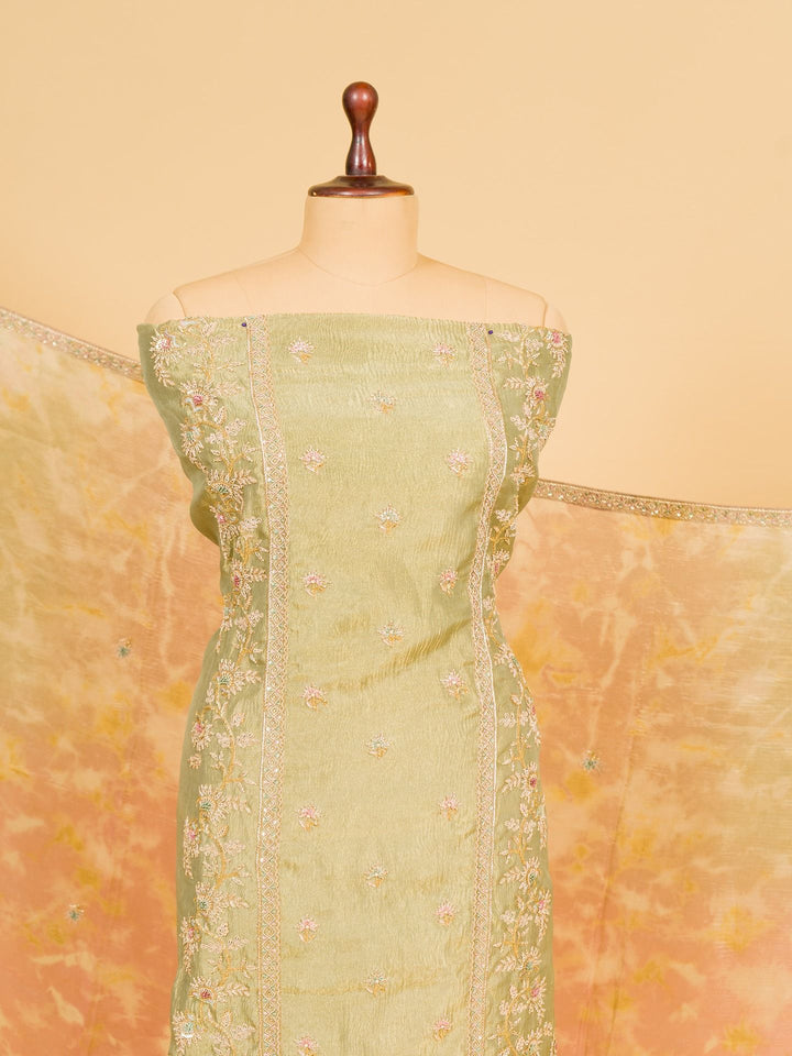 Tissue Suit Piece with Zardozi work in Light Green